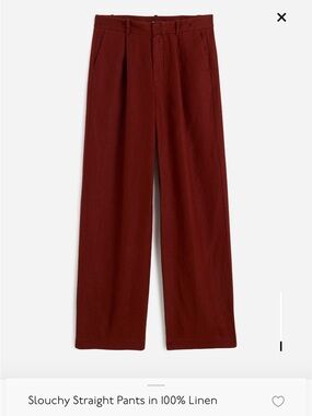 NWT Madewell Slouchy Straight Linen Pants in Deep Burgundy